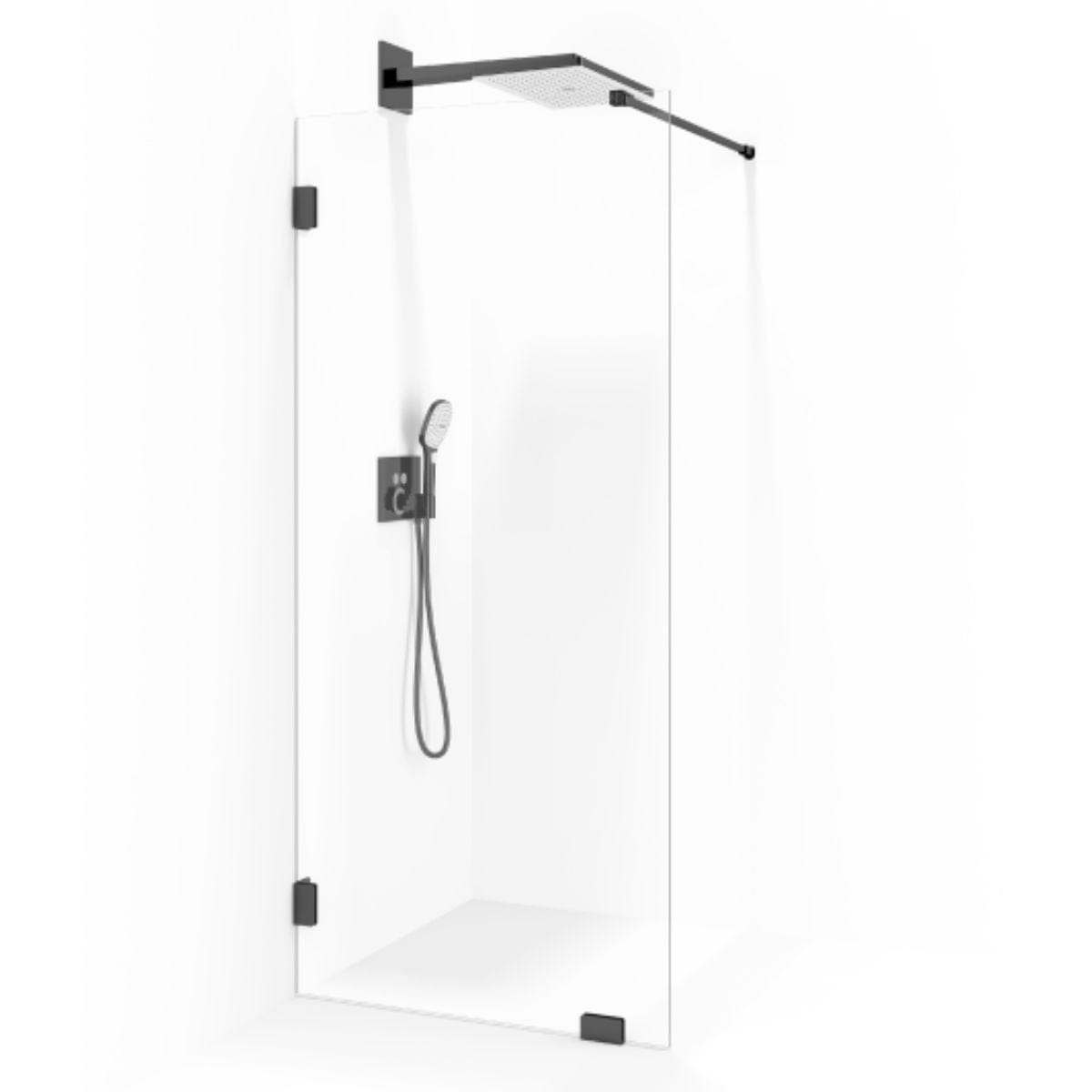 Macro Design Grace Dusj Skjermvegg Fast B70-100cm Klart glass / Svart matt / 70cm Macro Design Dusjvegg BUN-DSLVMS70KLF