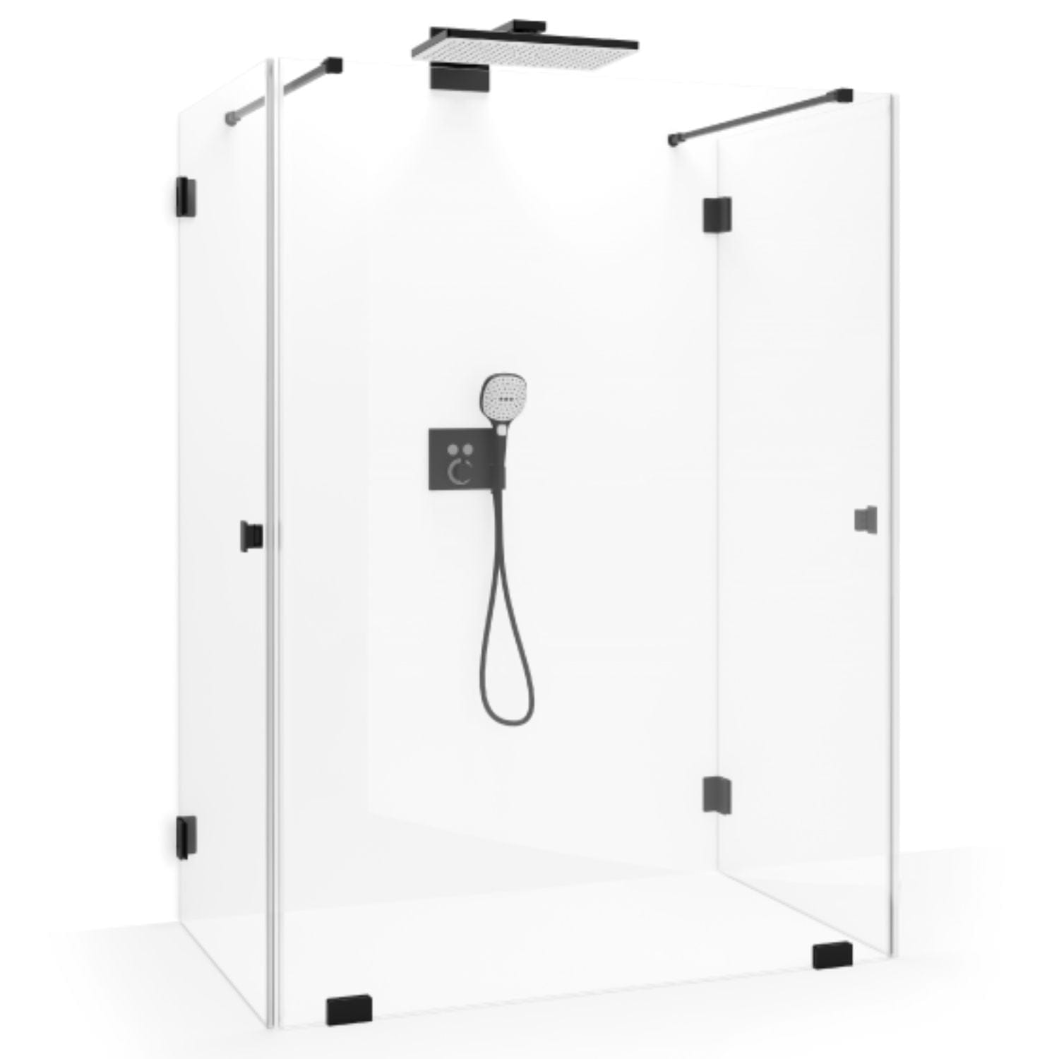 Macro Design Grace Dusj Spesial 4 Svart matt / Briljant glass Macro Design Dusjvegg GRO-DSL4MSKLSPC