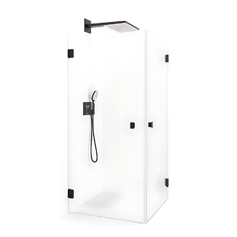 Macro Design Grace Dusjhjørne Rett Svart Matt / 70x80cm Klart Glass