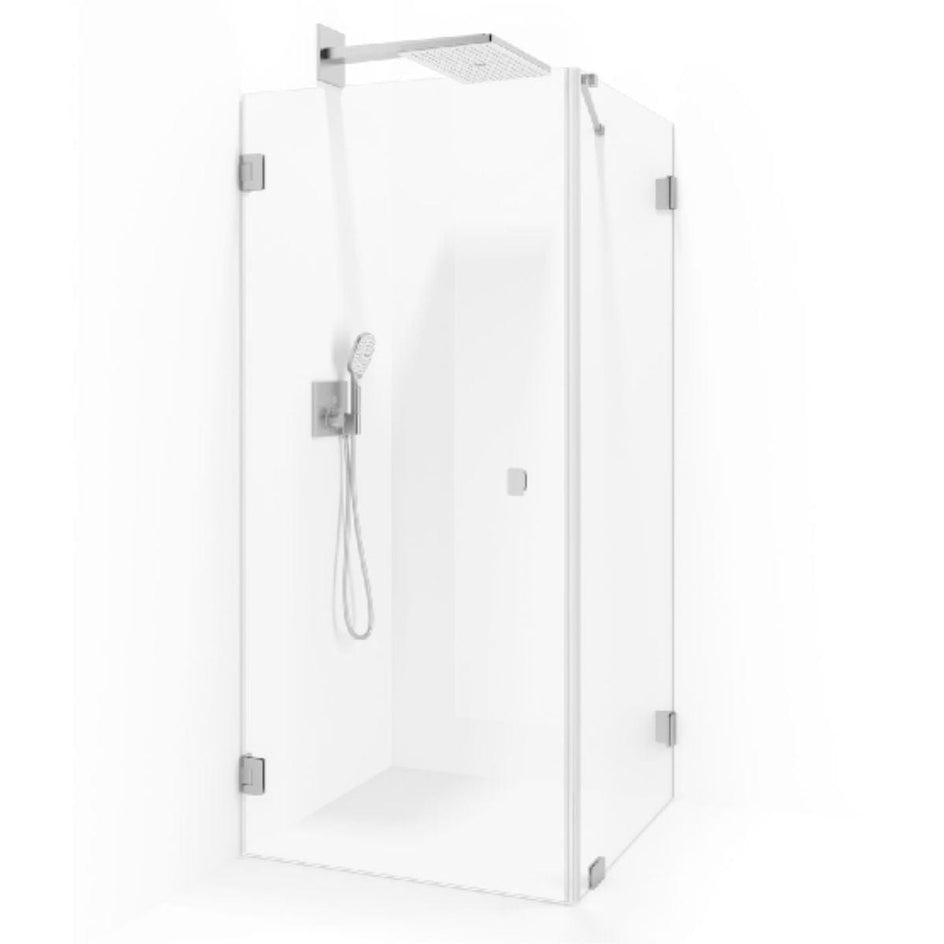 Macro Design Grace Swing Dusjhørne Kombi (dør+vegg) Børstet / 70x70cm / Klart glass Macro Design Dusjhjørne BUN-DSLWBO77KLF
