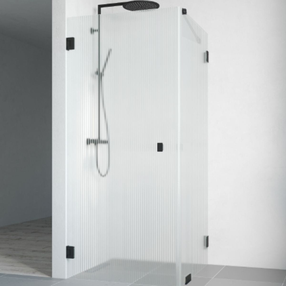 Macro Design Grace Swing Dusjhørne Kombi (dør+vegg) Briljant linjeglass Macro Design Dusjhjørne