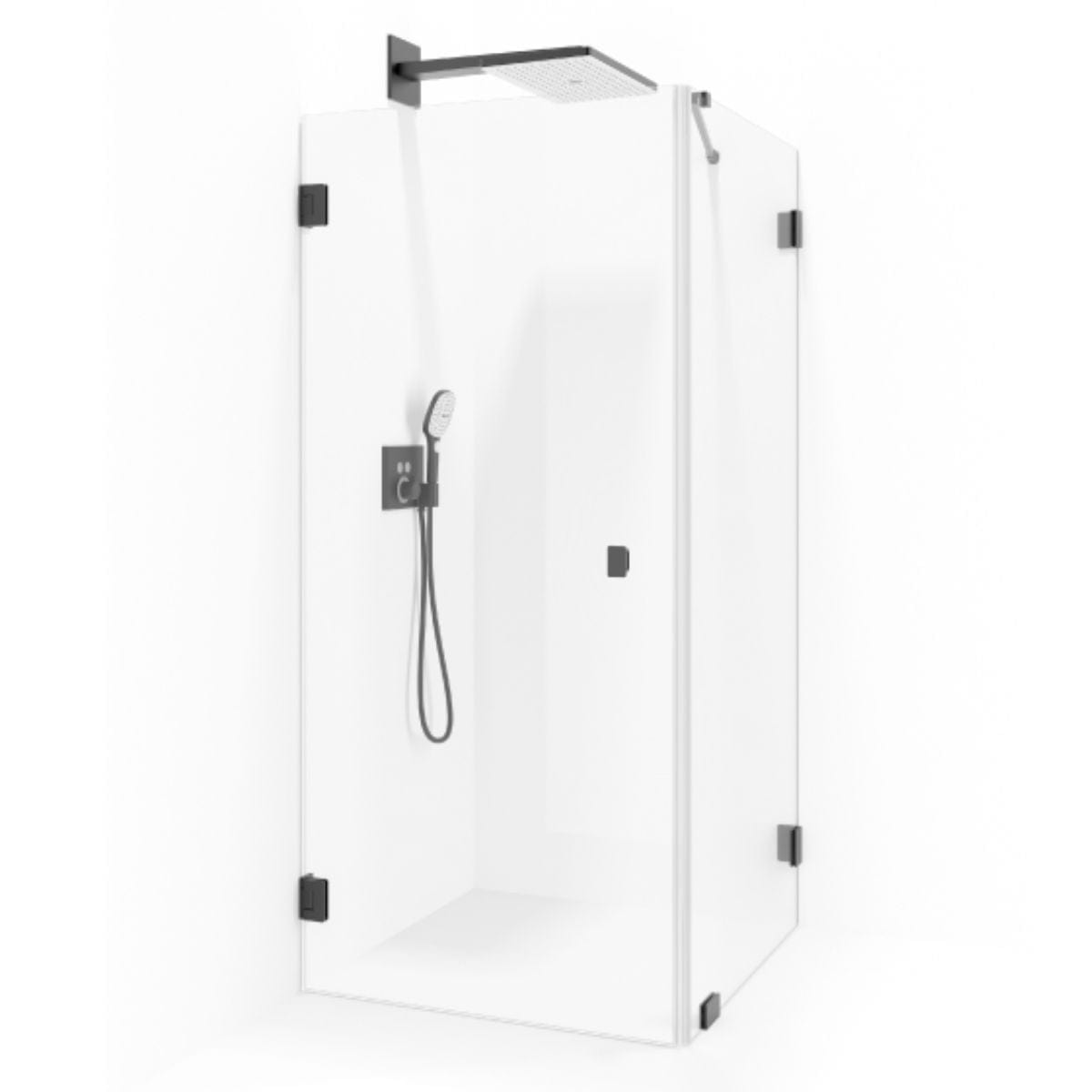 Macro Design Grace Swing Dusjhørne Kombi (dør+vegg) Svart matt / 70x70cm / Klart glass Macro Design Dusjhjørne BUN-DSLWMS77KLF