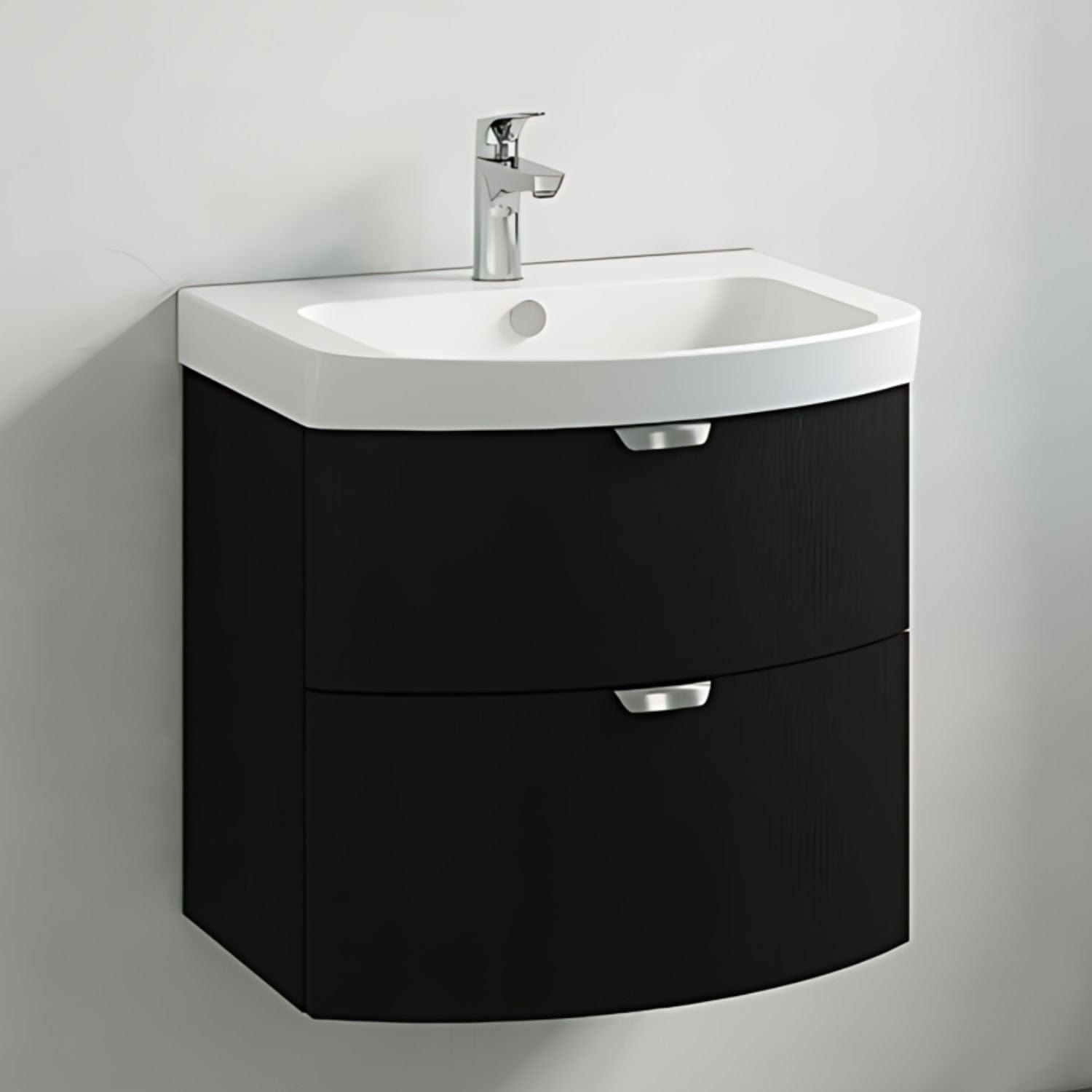 Macro Design HEART 2-skuff servantskap med 600/800 servant Svart eik / 60x45cm Macro Design Møbelpakke bad BUN-FHK60SPH70