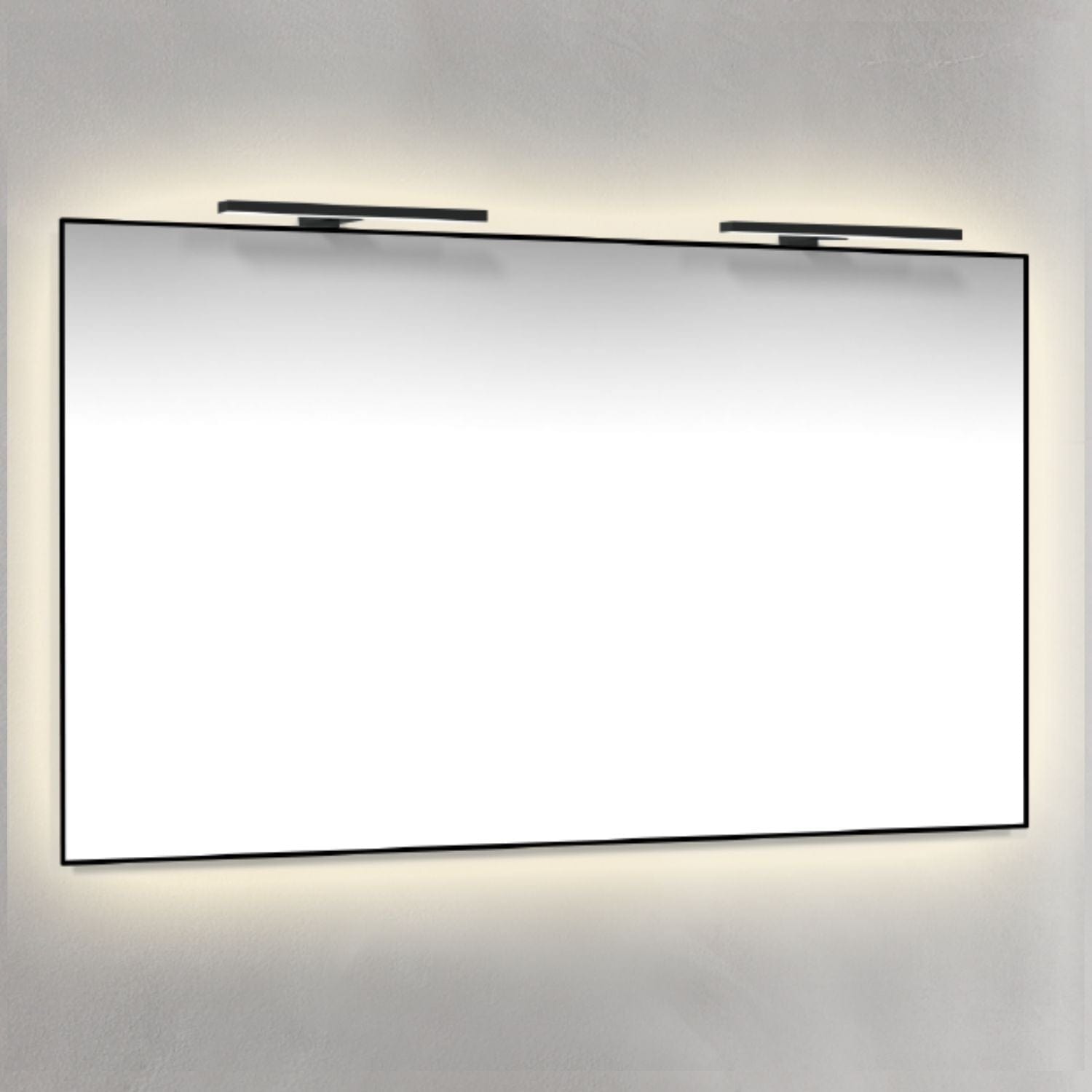 Macro Design Rammespeil T-belysning LED - med Ambilight 120cm Svart Svart / 120cm Macro Design Baderomsspeil BUN-IP12070ASRSTL
