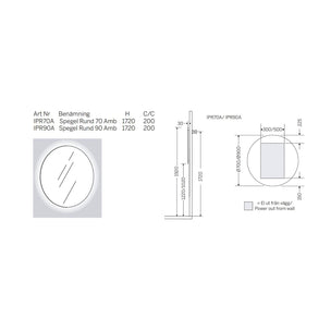 Macro Design Rundt Rammespeil - med ambilight