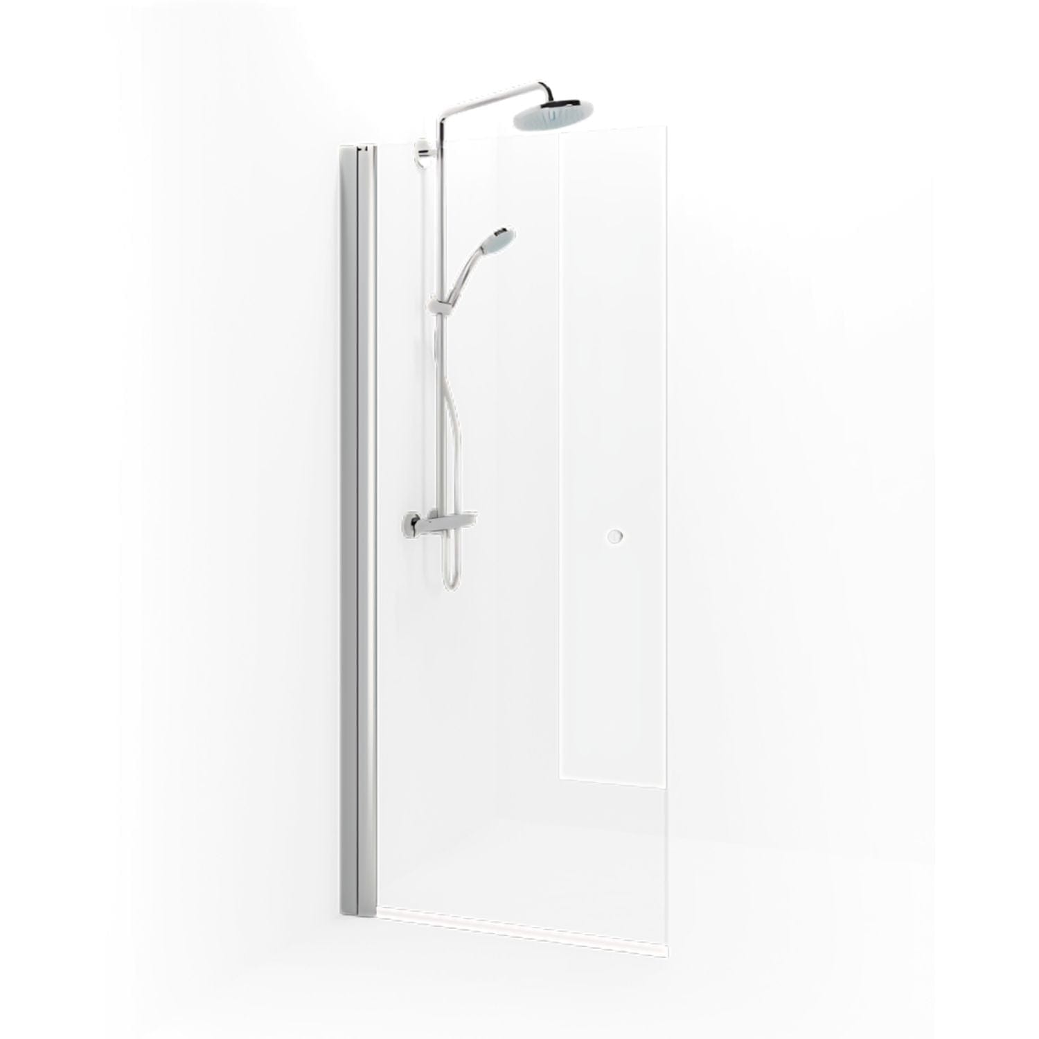 Macro Design SPIRIT Dusjdør Rett - med knott Matt aluminium / 67cm / Klart glass Macro Design Dusjdør BUN-DSSKN67KKL