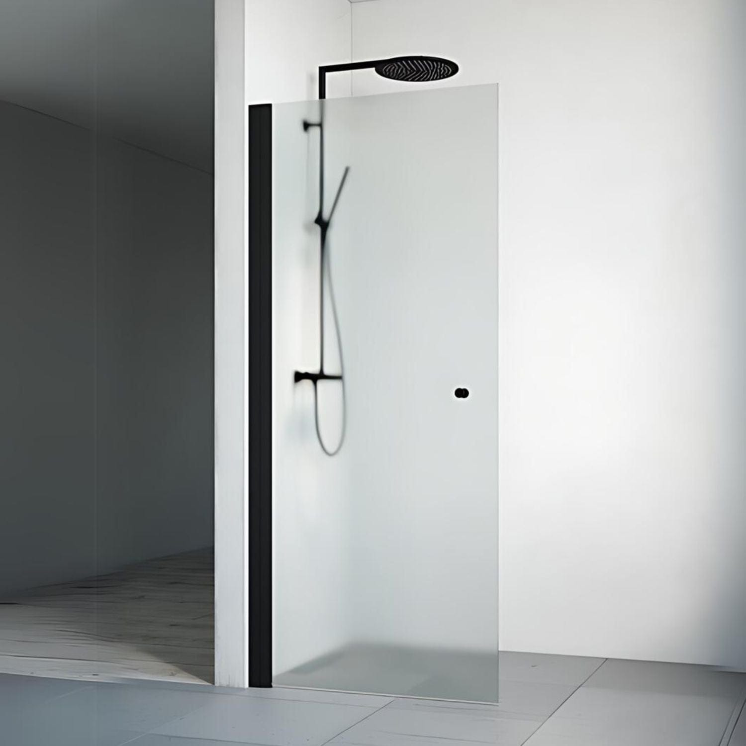 Macro Design SPIRIT Dusjdør Rett - med knott Svart matt / 67cm / Ice glass Macro Design Dusjdør BUN-DSSKS67KIC