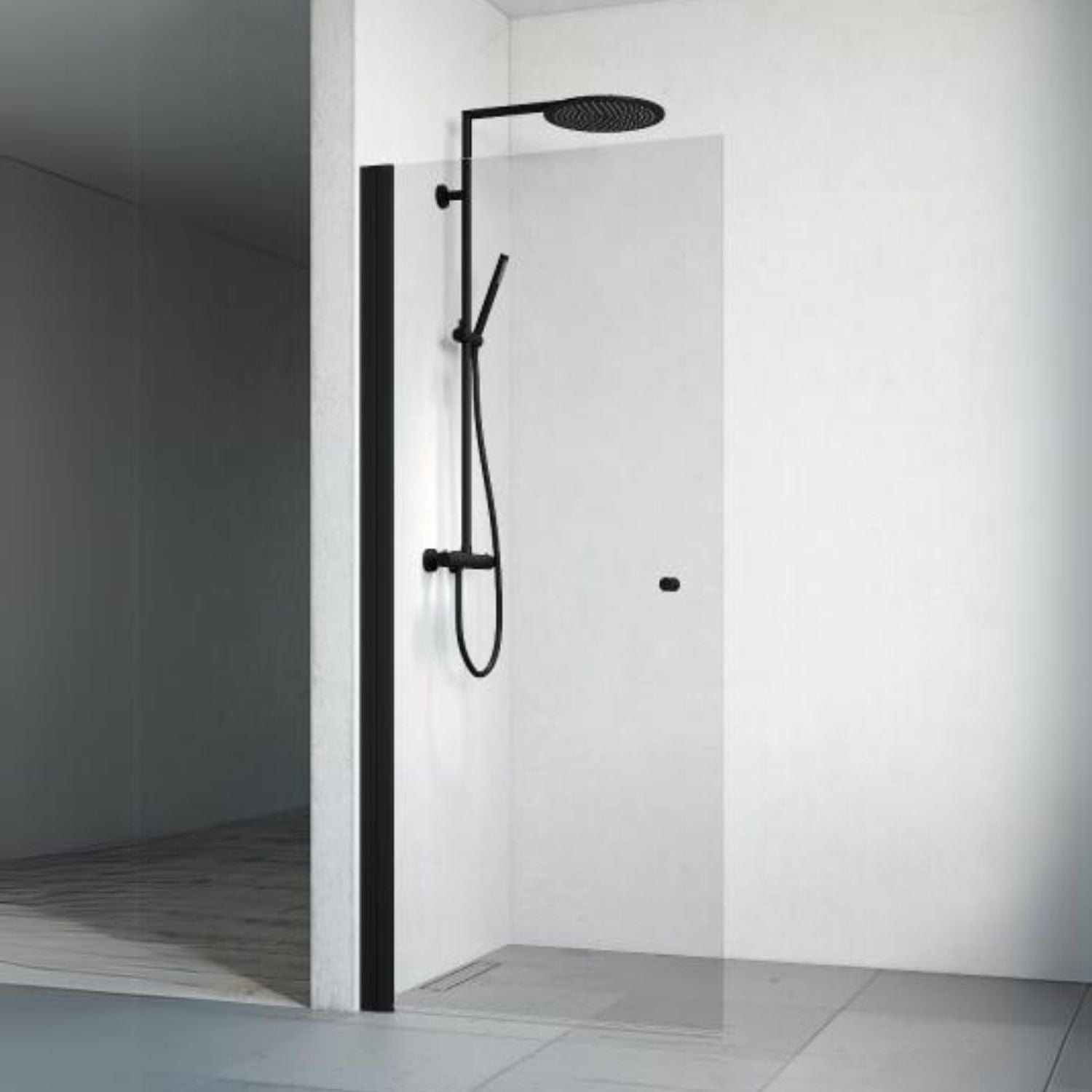 Macro Design SPIRIT Dusjdør Rett - med knott Svart matt / 67cm / Klart glass Macro Design Dusjdør BUN-DSSKS67KKL
