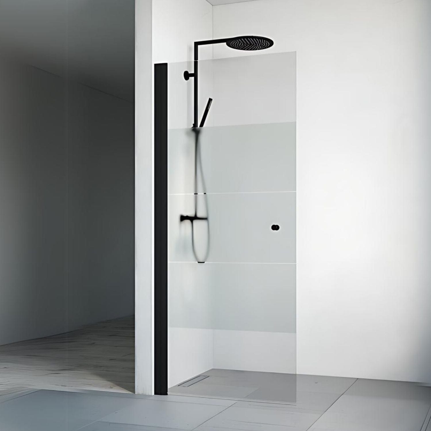 Macro Design SPIRIT Dusjdør Rett - med knott Svart matt / 67cm / Screen glass Macro Design Dusjdør BUN-DSSKS67KSC