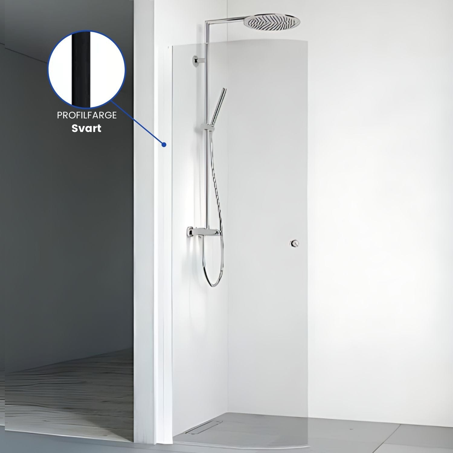 Macro Design SPIRIT Dusjdør Rund Lav Svart / 63cm / Klart glass med knott Macro Design Dusjdør BUN-DFSCS63KKLL