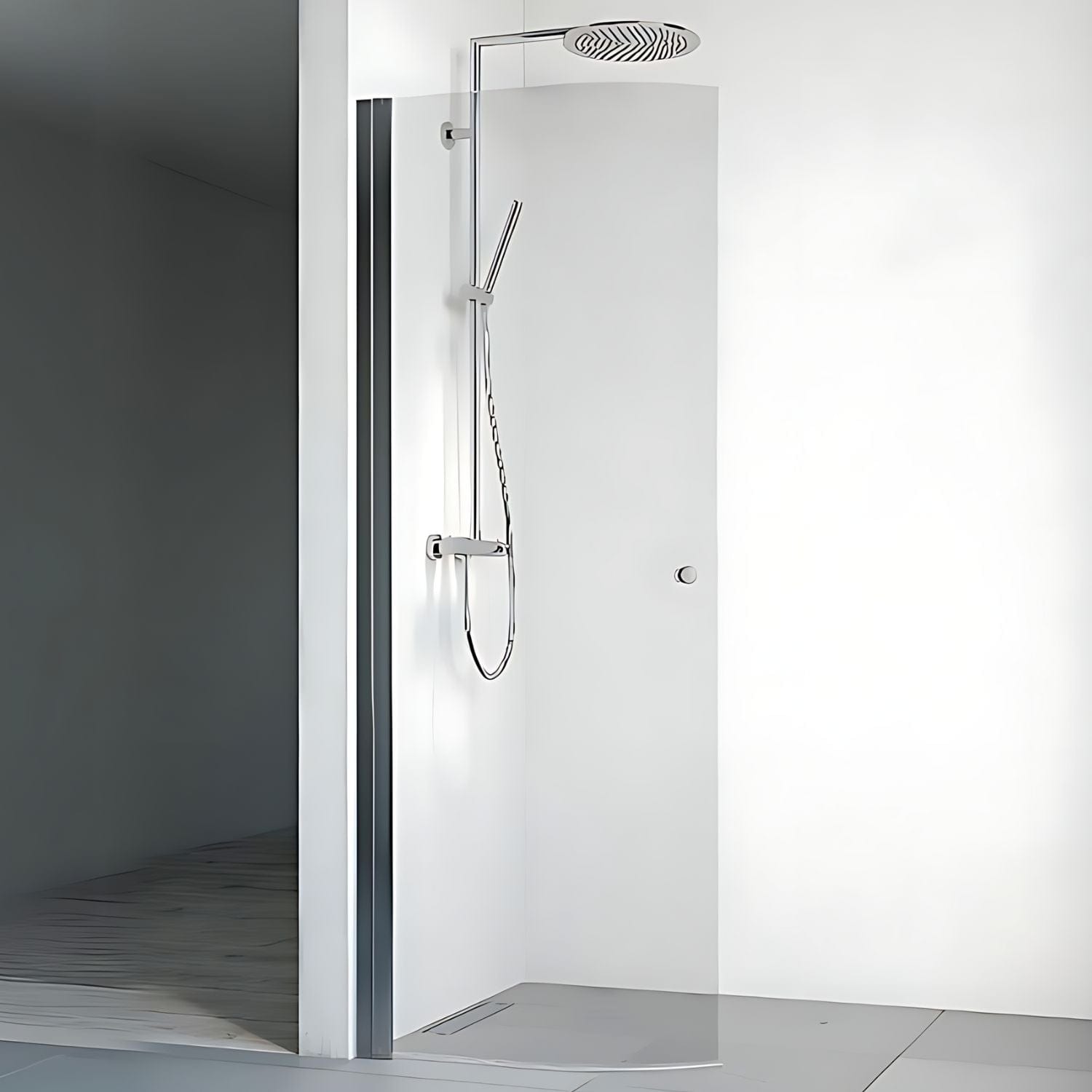 Macro Design SPIRIT Dusjdør Rund - med knott Krom / 53cm / Klart glass Macro Design Dusjdør BUN-DFSCG53KKL