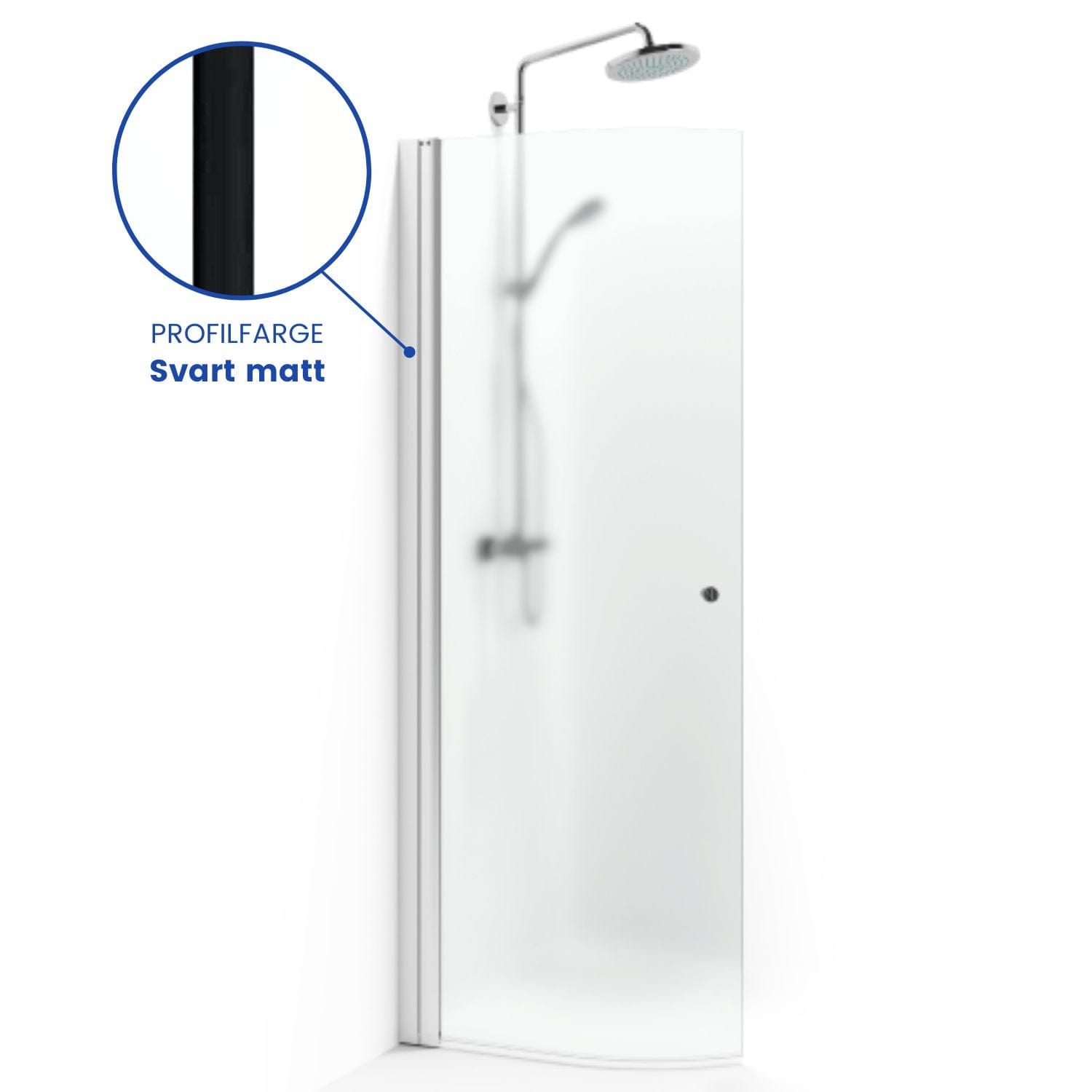 Macro Design SPIRIT Dusjdør Rund - med knott Svart matt / 53cm / Ice glass Macro Design Dusjdør BUN-DFSCS53KIC