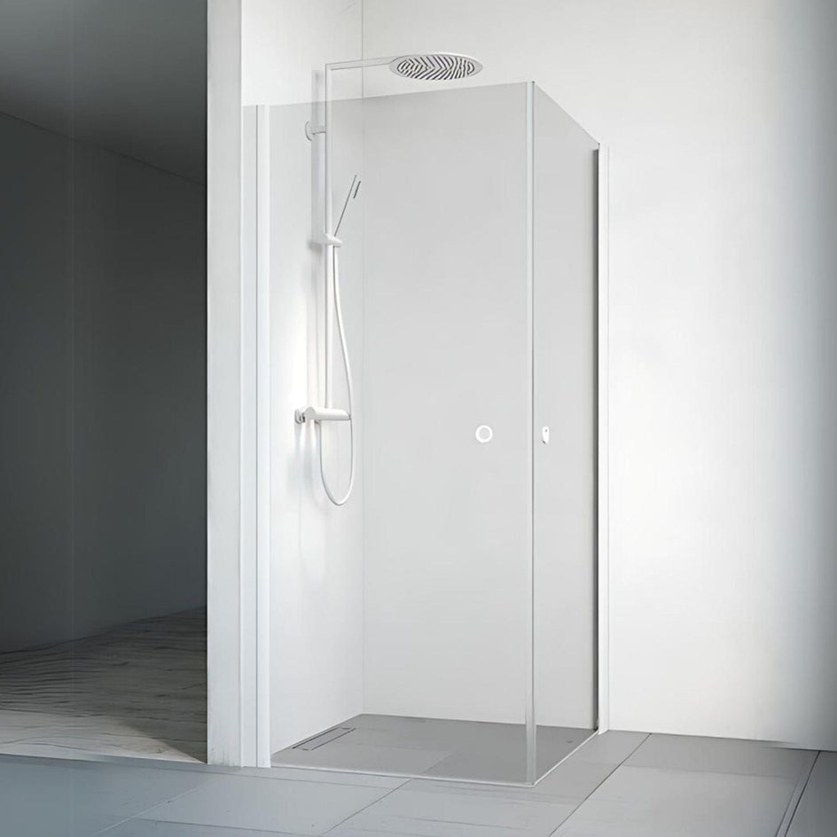 Macro Design SPIRIT Dusjhjørne Rett Lav Hvit matt / 80x80cm / Klart glass med hullgrep Macro Design Dusjhjørne BUN-DHSIV808GKLL