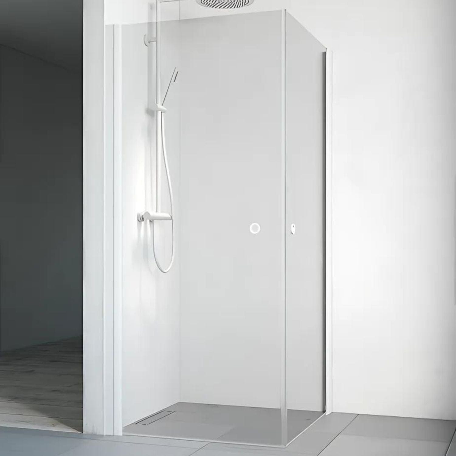 Macro Design SPIRIT Dusjhjørne Rett - med hullgrep Hvit matt / 70x70cm / Klart glass Macro Design Dusjhjørne BUN-DHSIV707GKL