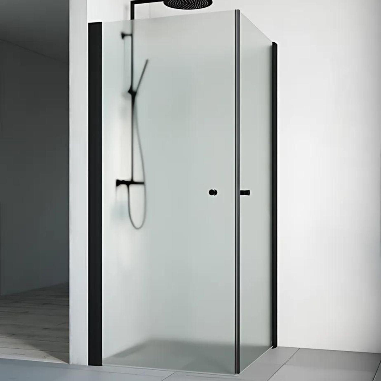 Macro Design SPIRIT Dusjhjørne Rett - med knott Svart matt / 70x70cm / Ice glass Macro Design Dusjhjørne BUN-DHSIS707IC