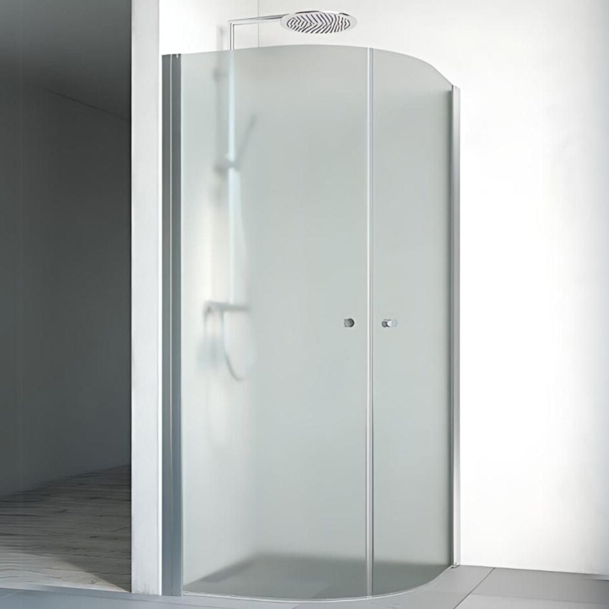 Macro Design SPIRIT Dusjhjørne Rund - med knott Matt aluminium / 70x70cm / Ice glass Macro Design Dusjdør BUN-DHSC707IC