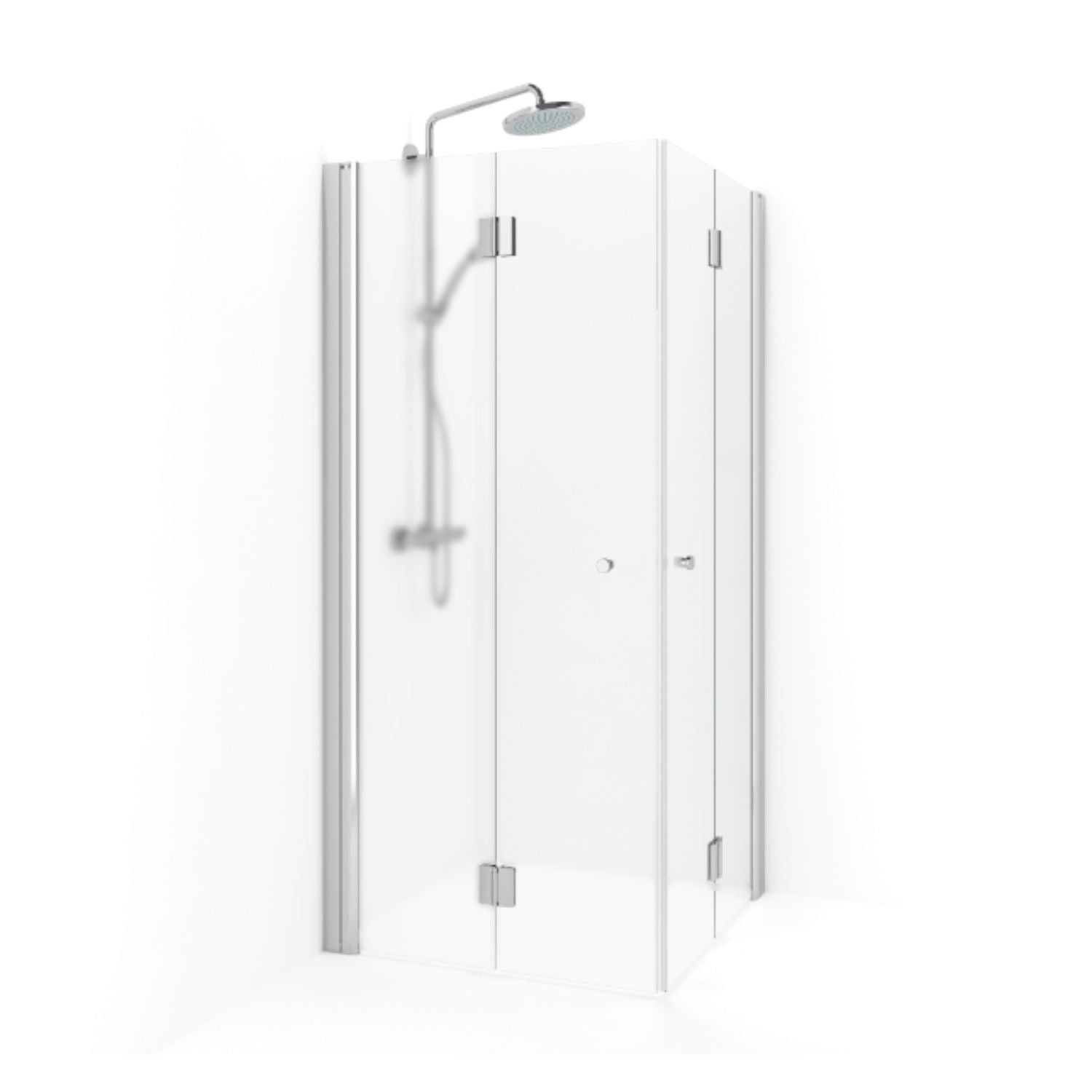 Macro Design SPIRIT Dusjhjørne Vik Rett - med knott Krom / 70x70cm / Ice glass Macro Design Dusjhjørne BUN-DSVKI707GIC