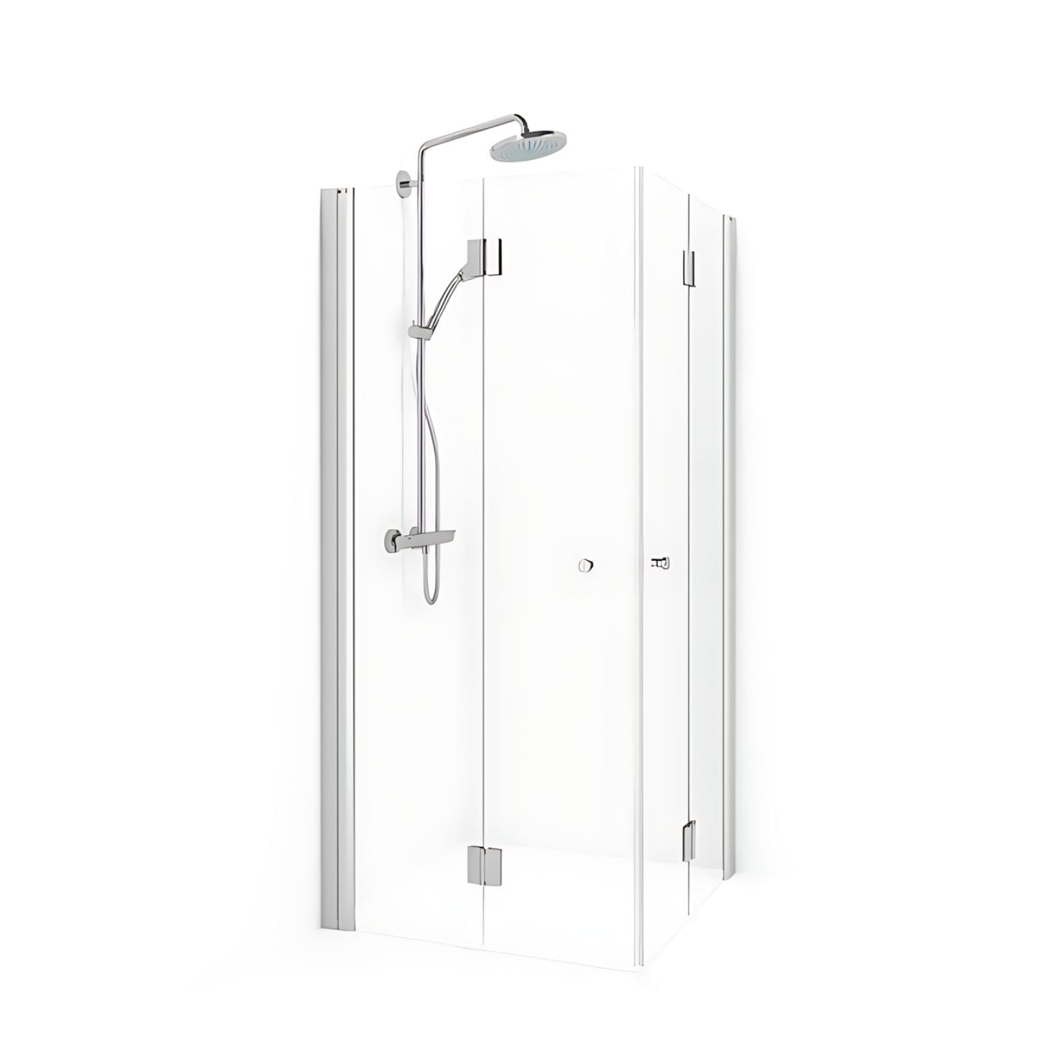 Macro Design SPIRIT Dusjhjørne Vik Rett - med knott Matt aluminium / 70x70cm / Klart glass Macro Design Dusjhjørne BUN-DSVKI707NKL