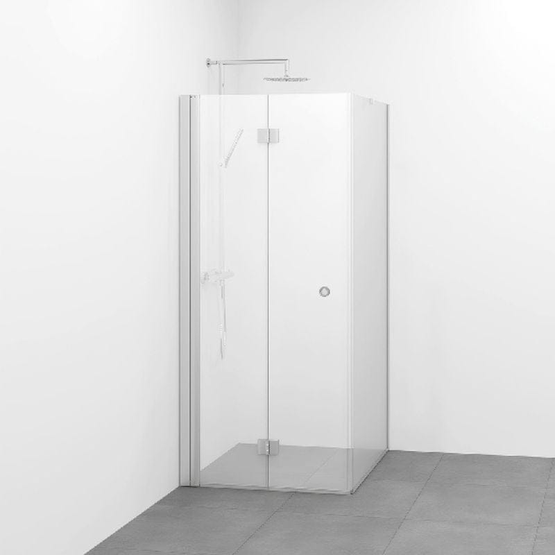 Macro Design SPIRIT Dusjhjørne Vik Swing med hullgrep Matt aluminium / 100x100cm / Ice glass Macro Design Dusjhjørne BUN-DSVSV110NGIC