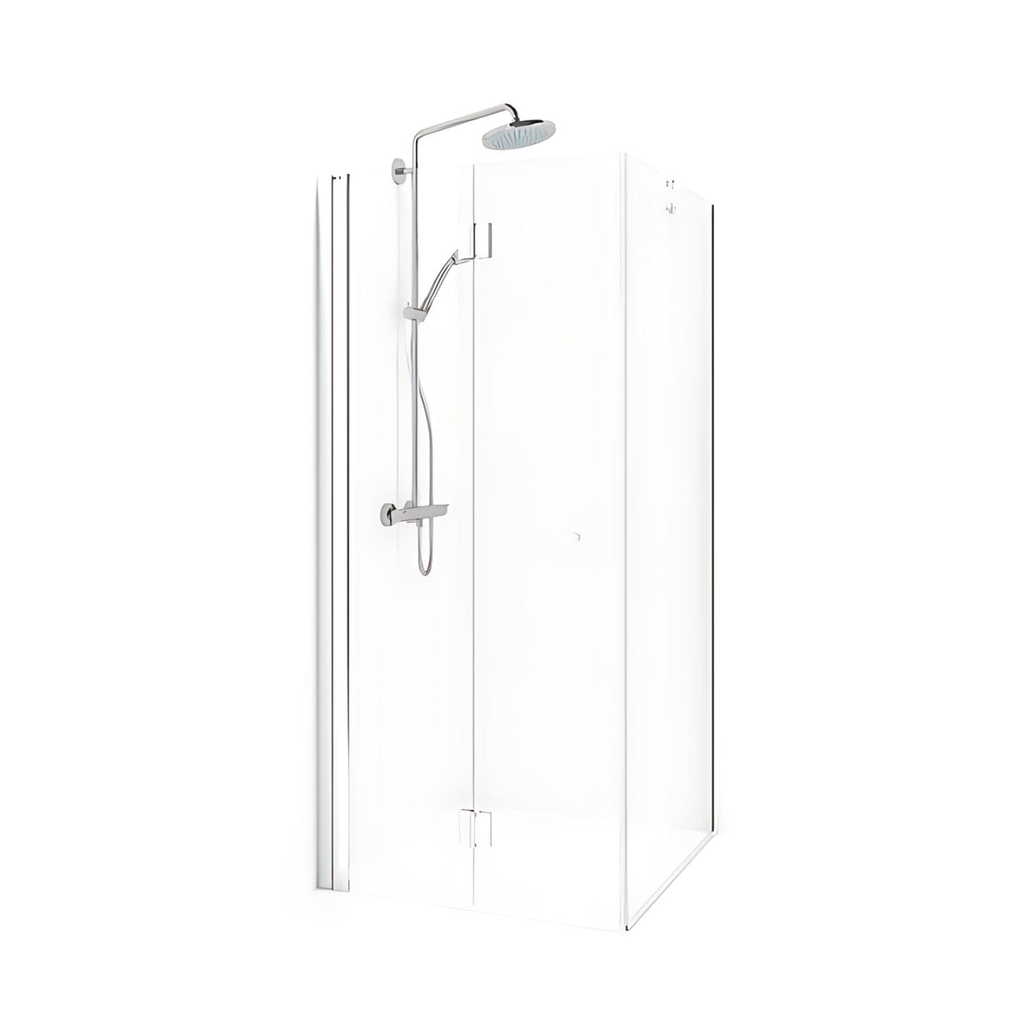 Macro Design SPIRIT Dusjhjørne Vik Swing - med knott Hvit matt / 100x100cm / Klart glass Macro Design Dusjhjørne BUN-DSVSV110VKL