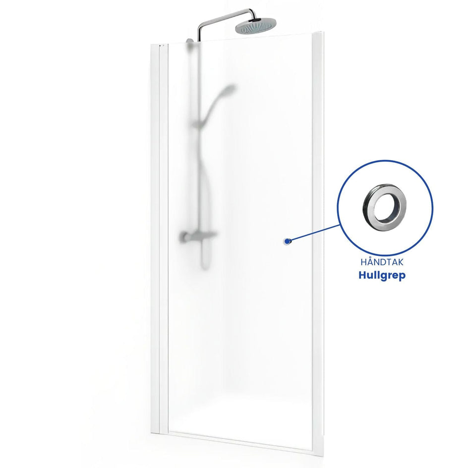 Macro Design SPIRIT Nisjedusj Hvit / 590-625mm / Ice glass med hullgrep Macro Design Dusjnisje BUN-DSNV59GIC