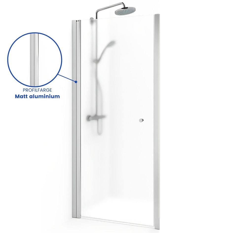 Macro Design SPIRIT Nisjedusj Matt aluminium / 590-625mm / Ice glass med knott Macro Design Dusjnisje BUN-DSNN59IC