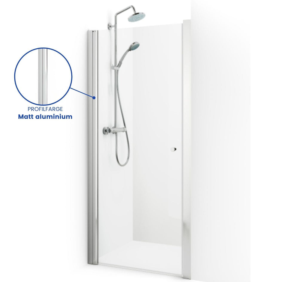 Macro Design SPIRIT Nisjedusj Matt aluminium / 590-625mm / Klart glass med knott Macro Design Dusjnisje BUN-DSNN59KL