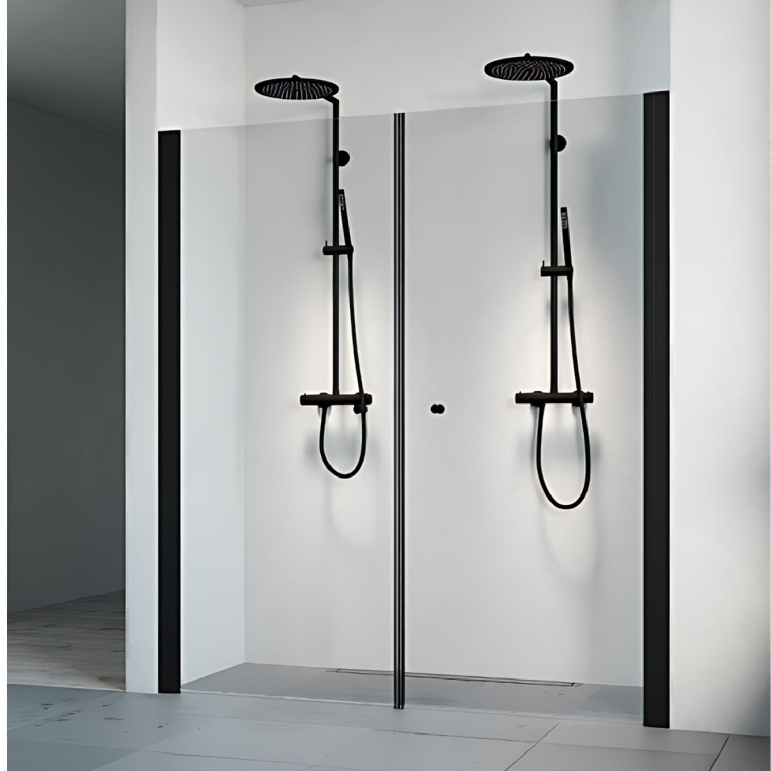 Macro Design SPIRIT Nisjedusj Saloon - med knott Svart / 1035-1070mm / Klart glass Macro Design Dusjnisje BUN-DLSSS1035KL