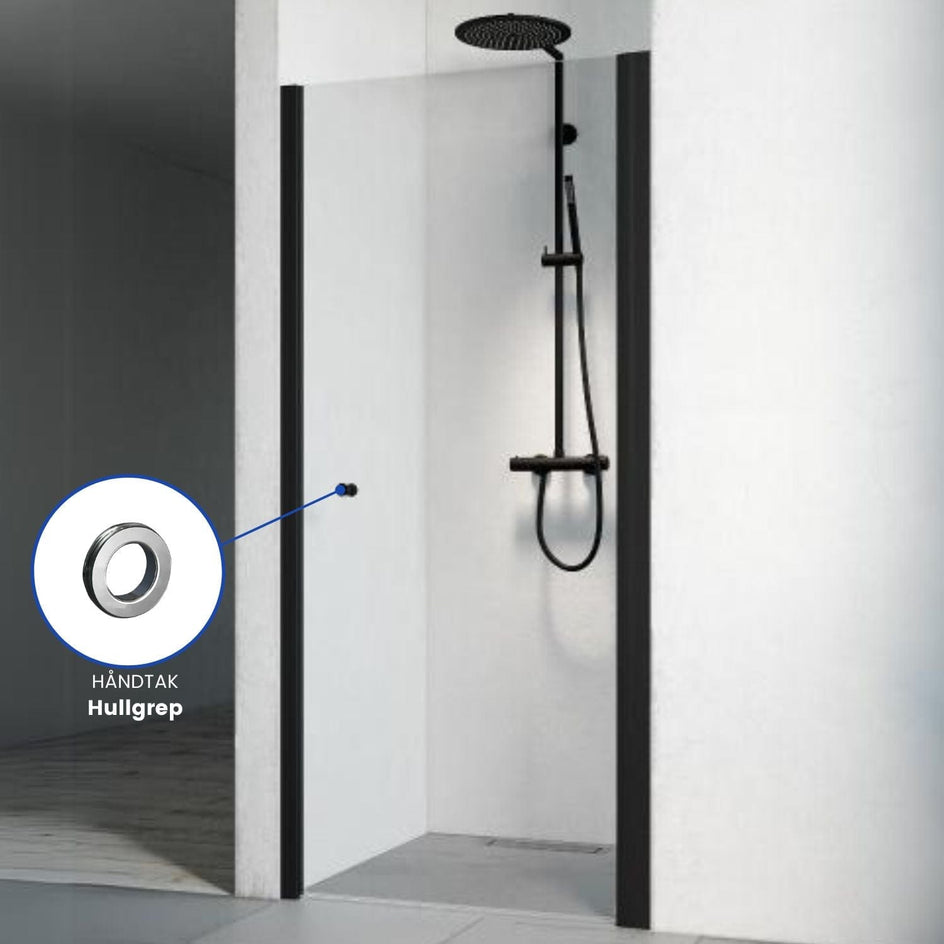 Macro Design SPIRIT Nisjedusj Svart / 590-625mm / Klart glass med hullgrep Macro Design Dusjnisje BUN-DSNS59GKL