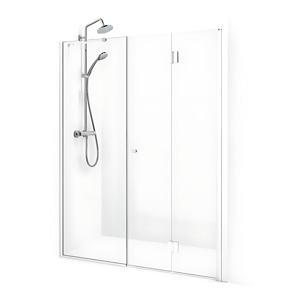 Macro Design SPIRIT Nisjedusj Vik Swing- med knott Hvit matt / 70x67cm / Klart glass Macro Design Dusjnisje BUN-DSVSV767VKL