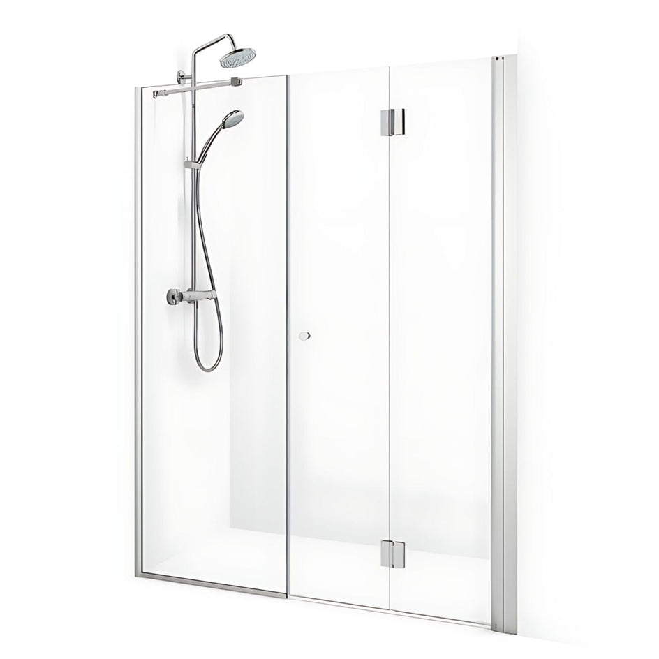 Macro Design SPIRIT Nisjedusj Vik Swing- med knott Matt aluminium / 70x67cm / Klart glass Macro Design Dusjnisje BUN-DSVSV767NKL