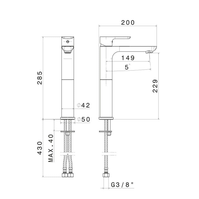 Newform Vema X Servantkran - Høy Krom Newform Servantbatteri KO-V14021BO.010