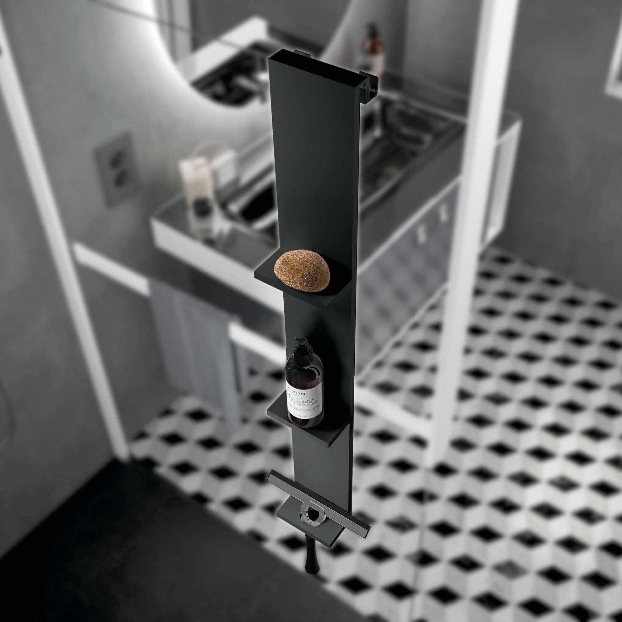 Novellini Frame Dusjhylle med nalholder & utvendig håndklekrok Svart matt Novellini Dusjhylle R90AKFPO1290-H