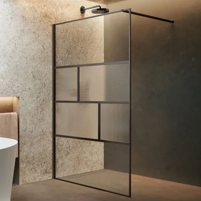 Novellini HC ART Fastvegg Børstet grafittgrå / 80cm / Flute Novellini Dusjvegg KO-HARTHC80-94N