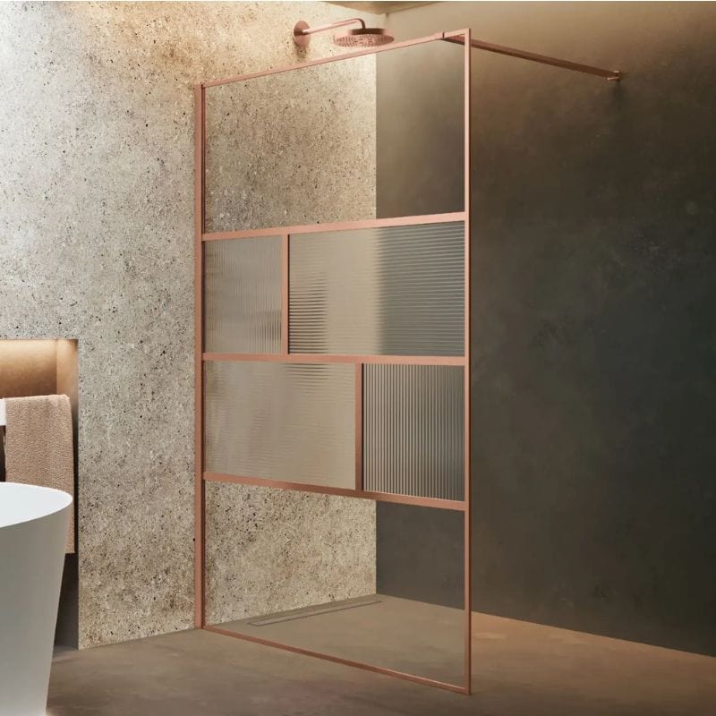 Novellini HC ART Fastvegg Børstet kobber / 80cm / Flute Novellini Dusjvegg KO-HARTHC80-94R