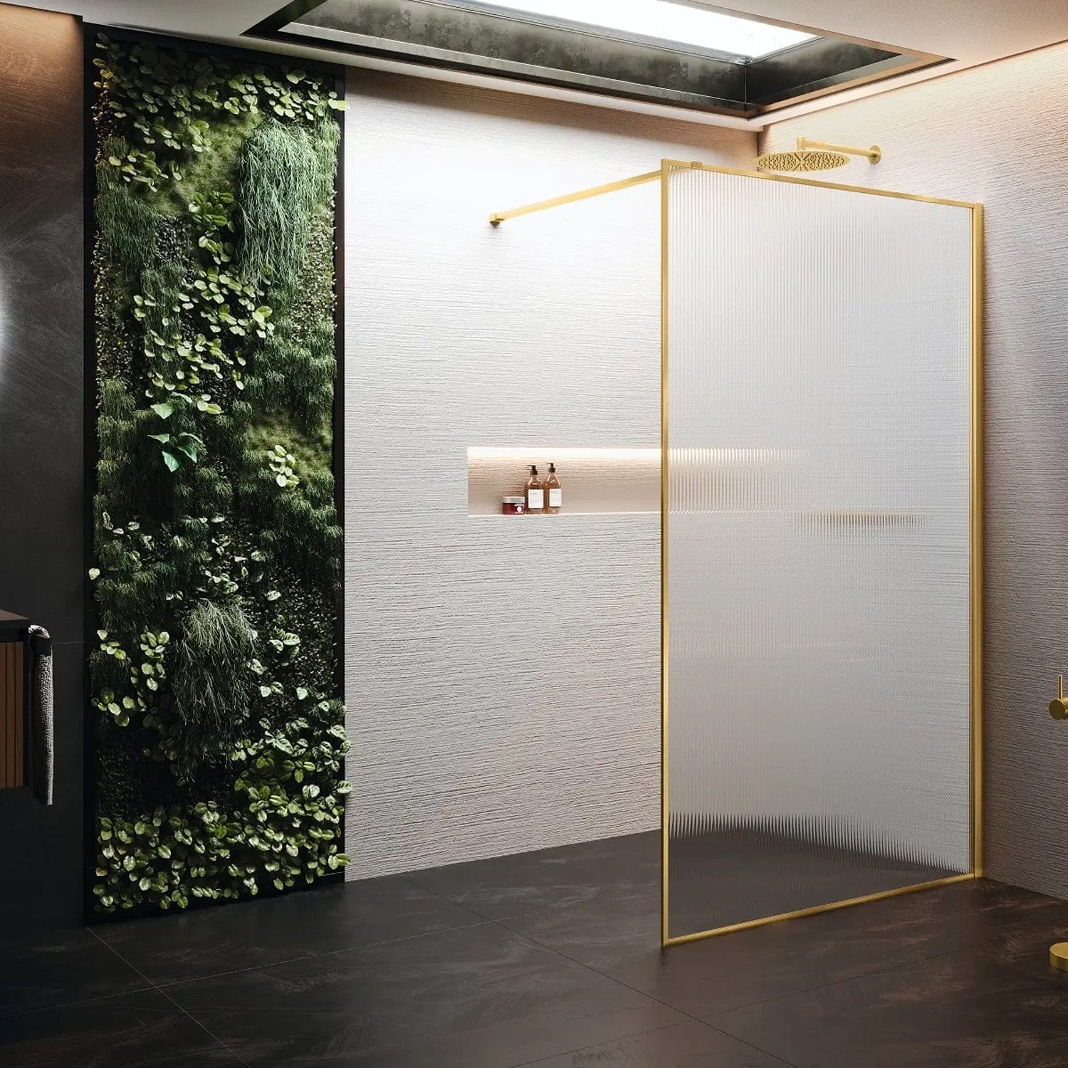 Novellini HP ART Fastvegg Børstet messing / 80cm / Flute Novellini Dusjvegg KO-HARTHP80-94P