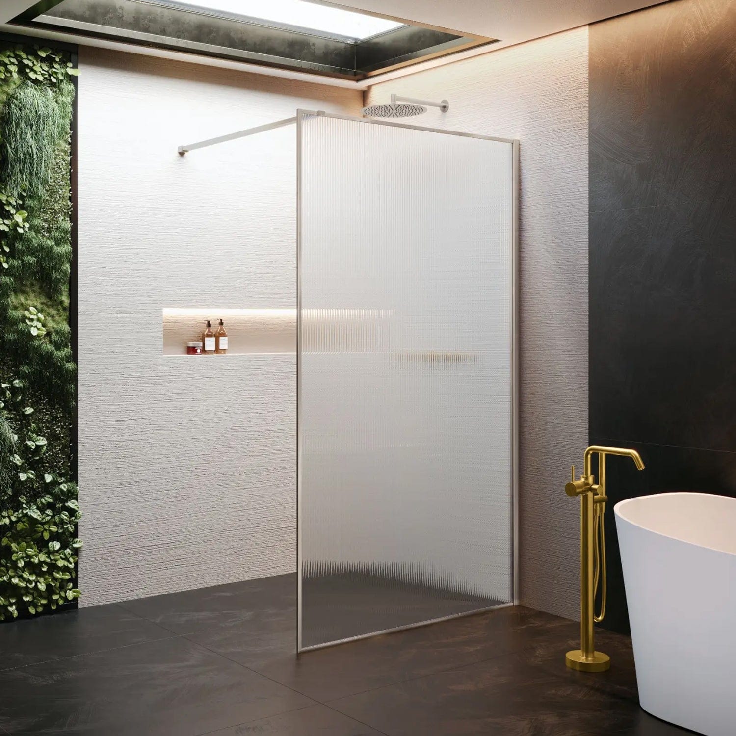 Novellini HP ART Fastvegg Børstet stål / 80cm / Flute Novellini Dusjvegg KO-HARTHP80-94Z