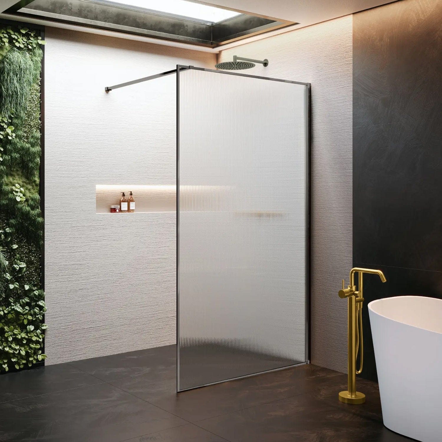 Novellini HP ART Fastvegg Grafittgrå / 80cm / Flute Novellini Dusjvegg KO-HARTHP80-94L