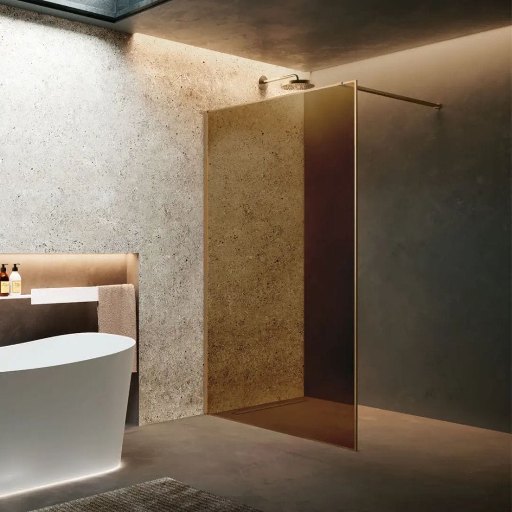 Novellini HP ART Fastvegg Krom / 80cm / Champagne Novellini Dusjvegg KO-HARTHP80-96K