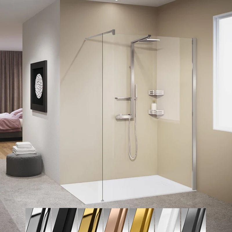 Novellini Kuadra H Fastvegg 80-120cm Krom / 80cm / Klart glass Novellini Dusjvegg KO-KUADH80-1K