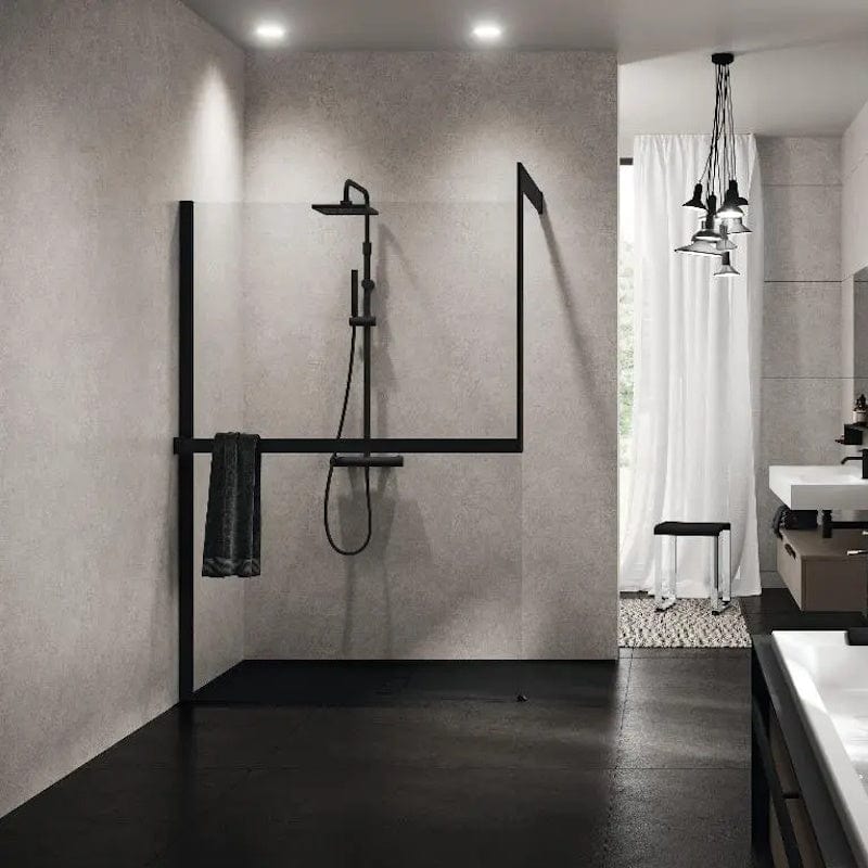 Novellini Kuadra Kit Frame Håndkleholder Svart matt / Venstre Novellini Håndklestativ KO-R80KUFRE10S-H