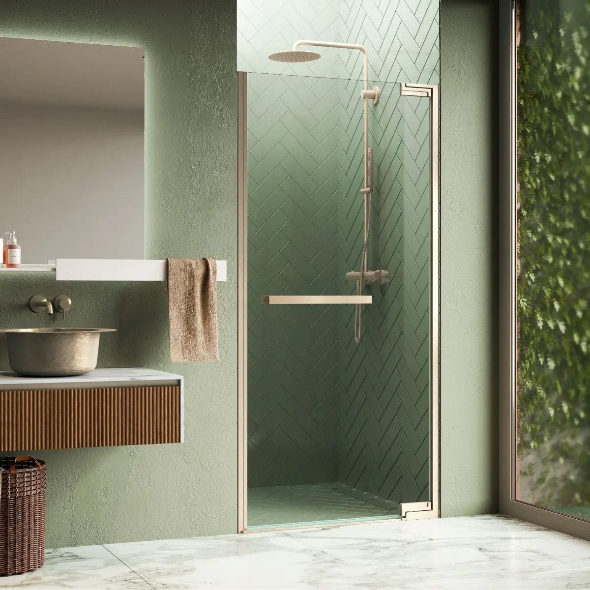 Novellini N180 1B  Slagdør for nisje Børstet stål / 79cm / Klart glass Novellini Dusjnisje KO-N1801B79-1Z