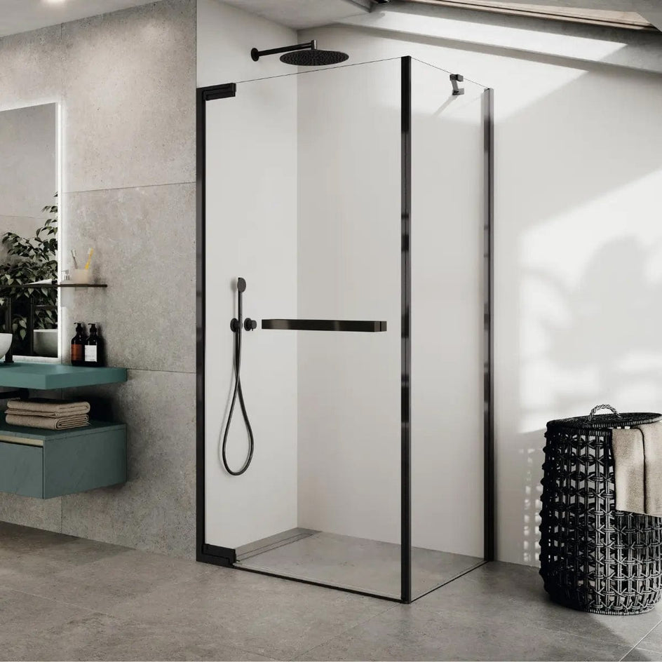 Novellini N180 G Slagdør for hjørne Grafittgrå / 80cm / Klart glass Novellini Dusjdør KO-N180G80-1L