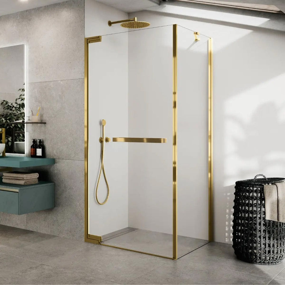 Novellini N180 G Slagdør for hjørne Messing / 80cm / Klart glass Novellini Dusjdør KO-N180G80-1O