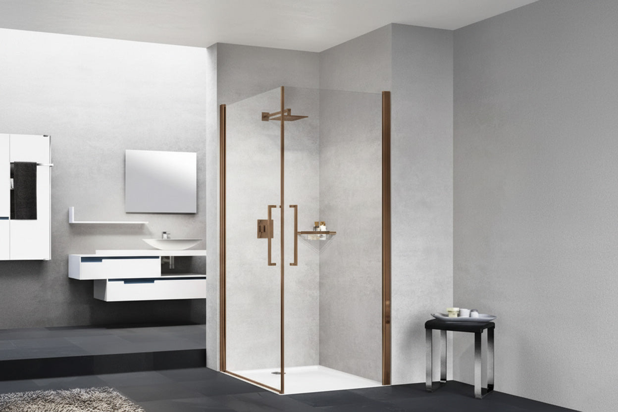 Novellini Young 2.0 2G Dusjhjørne Børstet bronse / 90x90cm / Klart glass Novellini Dusjhjørne BUN-Y22G89L-1Q