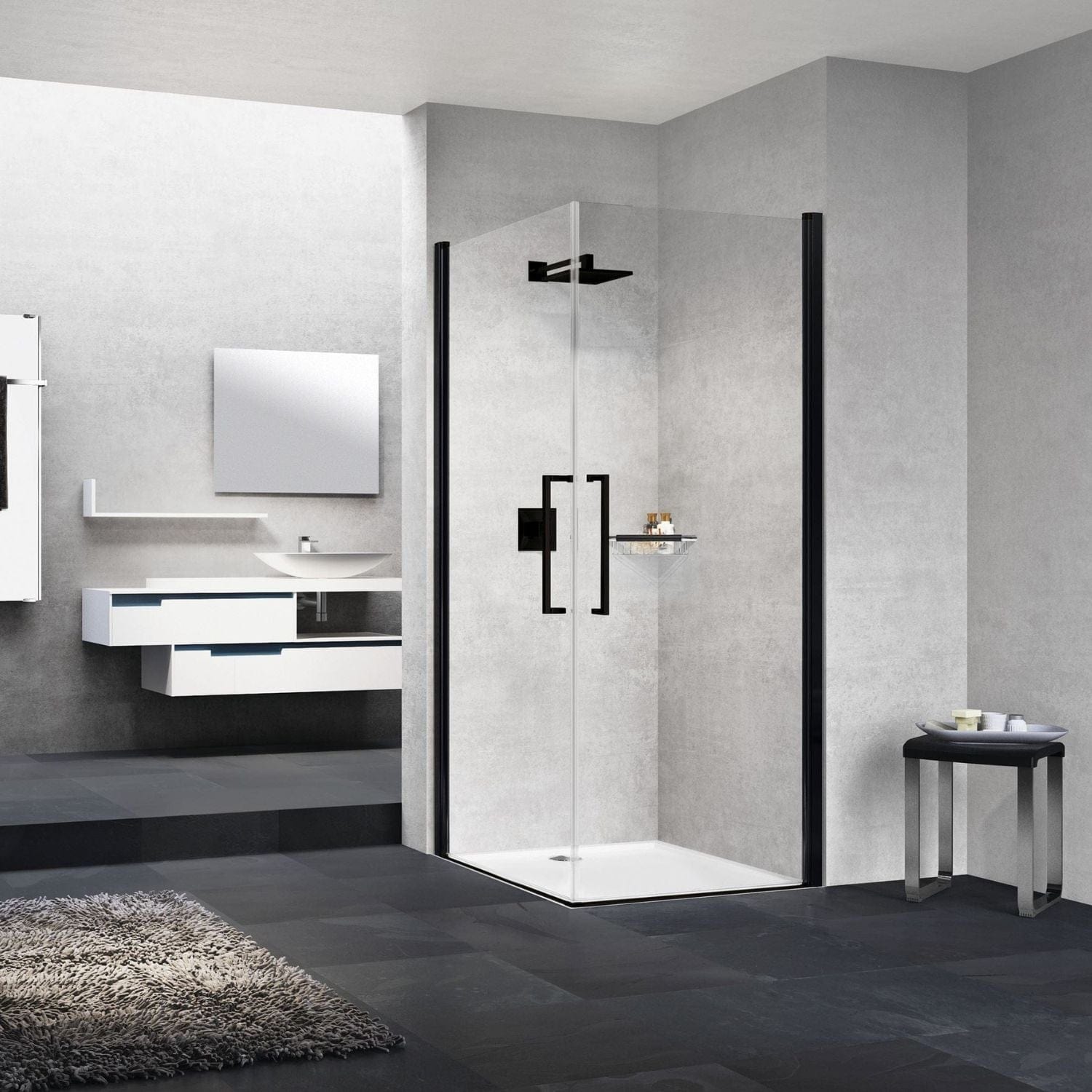 Novellini Young 2.0 2G Dusjhjørne Svart matt / 90x90cm / Klart glass Novellini Dusjhjørne BUN-Y22G89L-1H