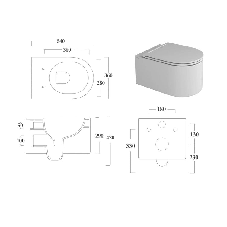 Olympia Monolith Rimless Vegghengt toalett