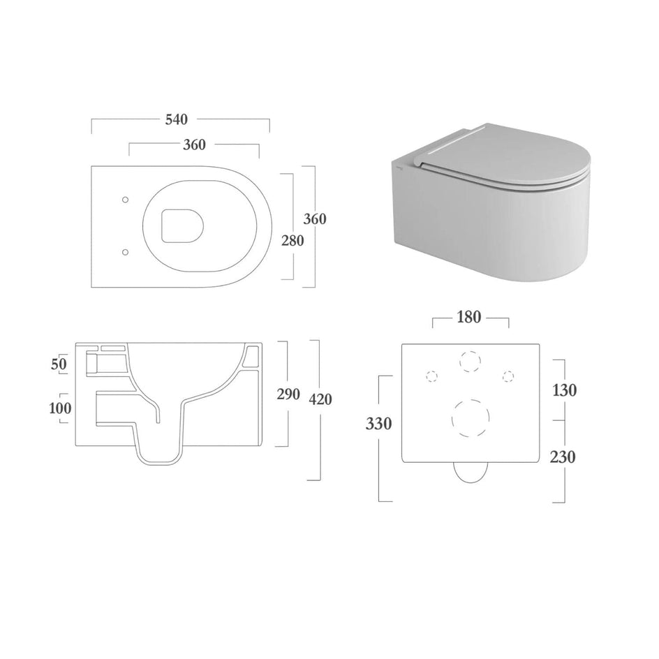 Olympia Monolith Toalett med Sete Olympia Vegghengt toalett