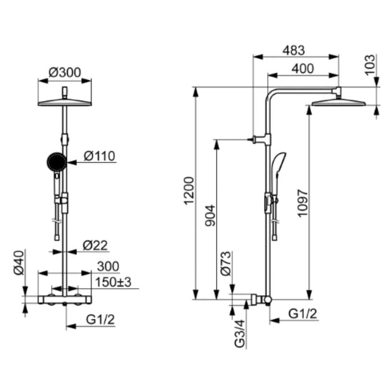 Oras Aurelia 4792 Takdusjpakke med termostat