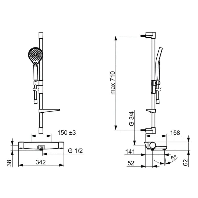 Oras Optima Style Dusjsett+Badekararmatur 7149N Krom Oras Armatur Dusjsett GRO-4202583